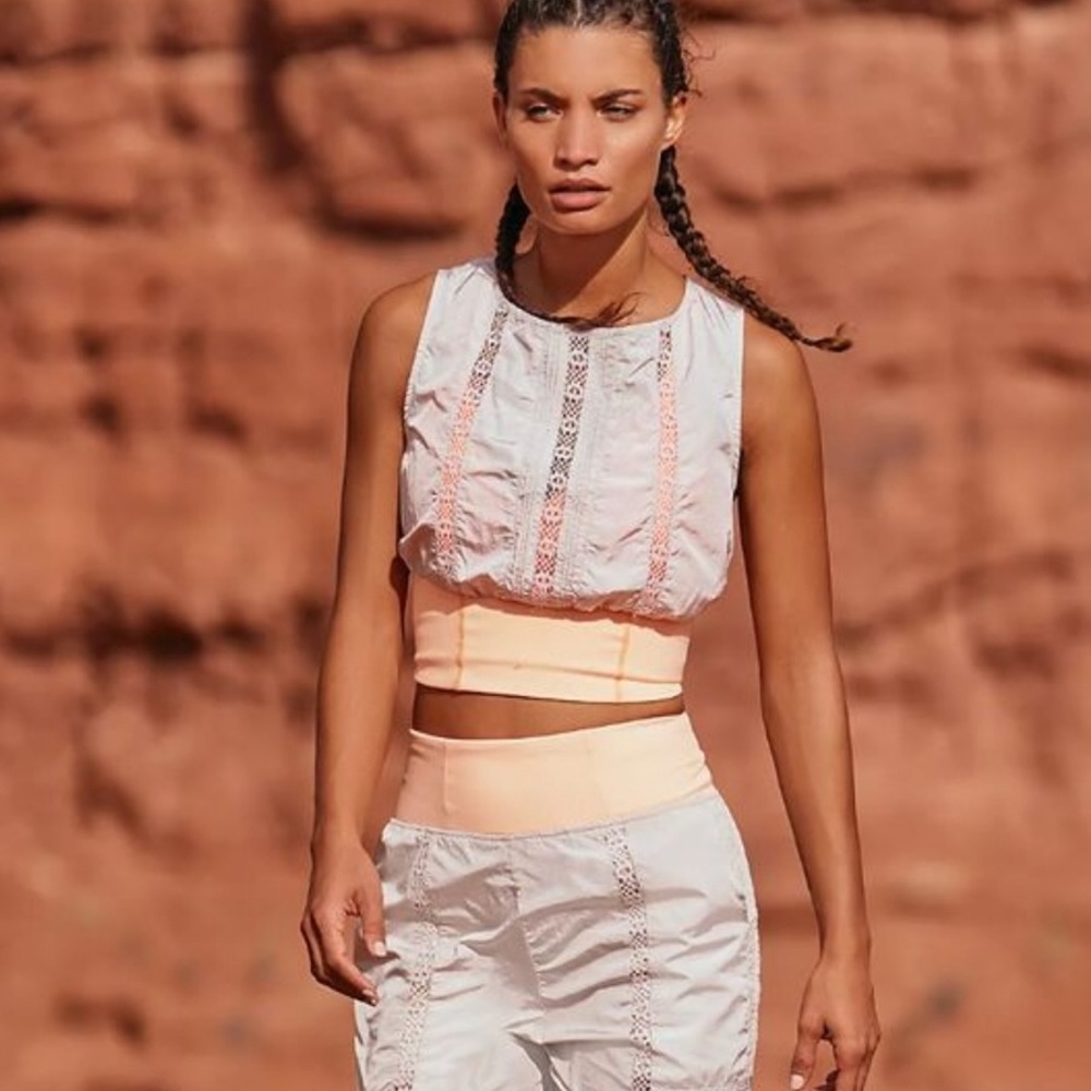 Free People White and Peach Top